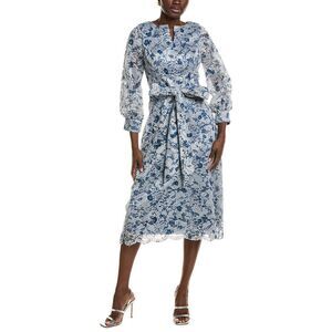 Rene Ruiz Womens  Abstract Lace Midi Dress, Blue